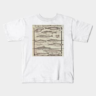 whitewashed wood lakehouse cabin cottage freshwater fishing chart Kids T-Shirt